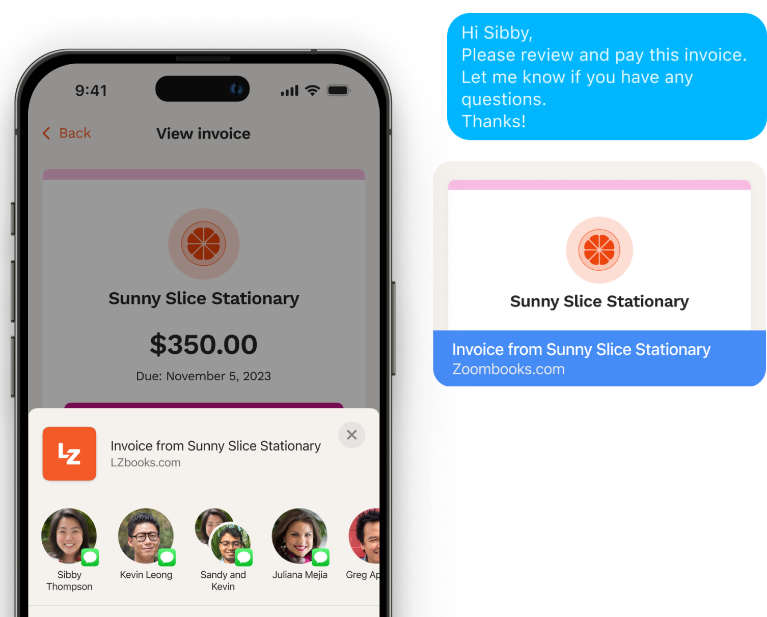 Native sharing invoice