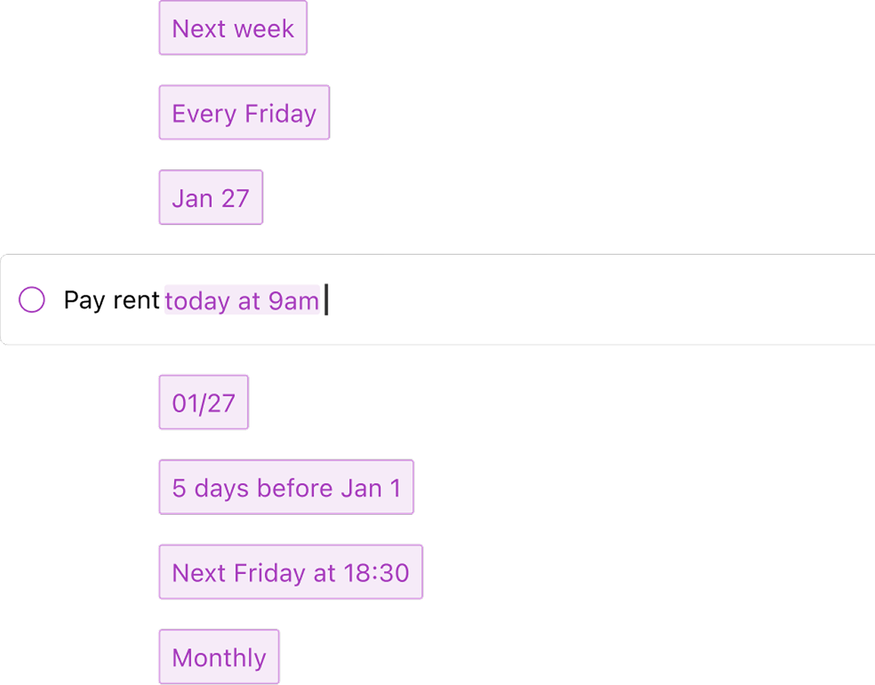 Natural language date formats