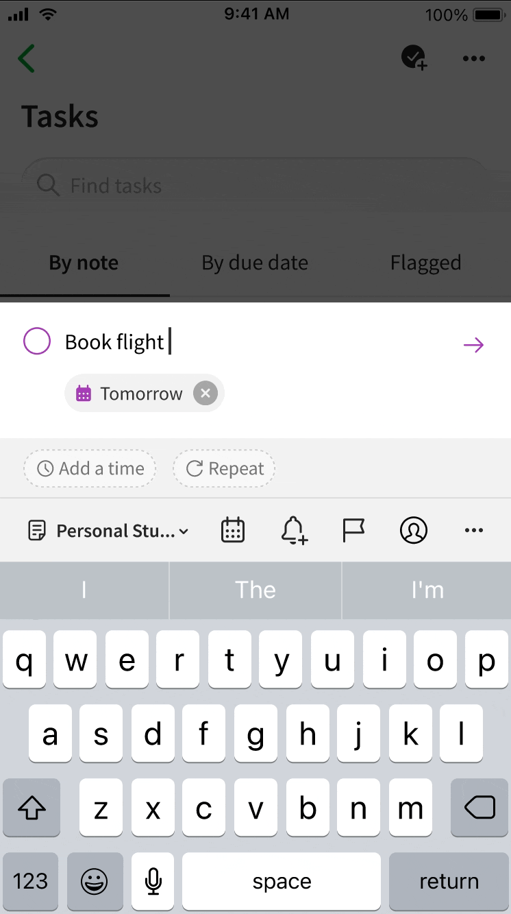 Typing a date in Tasks