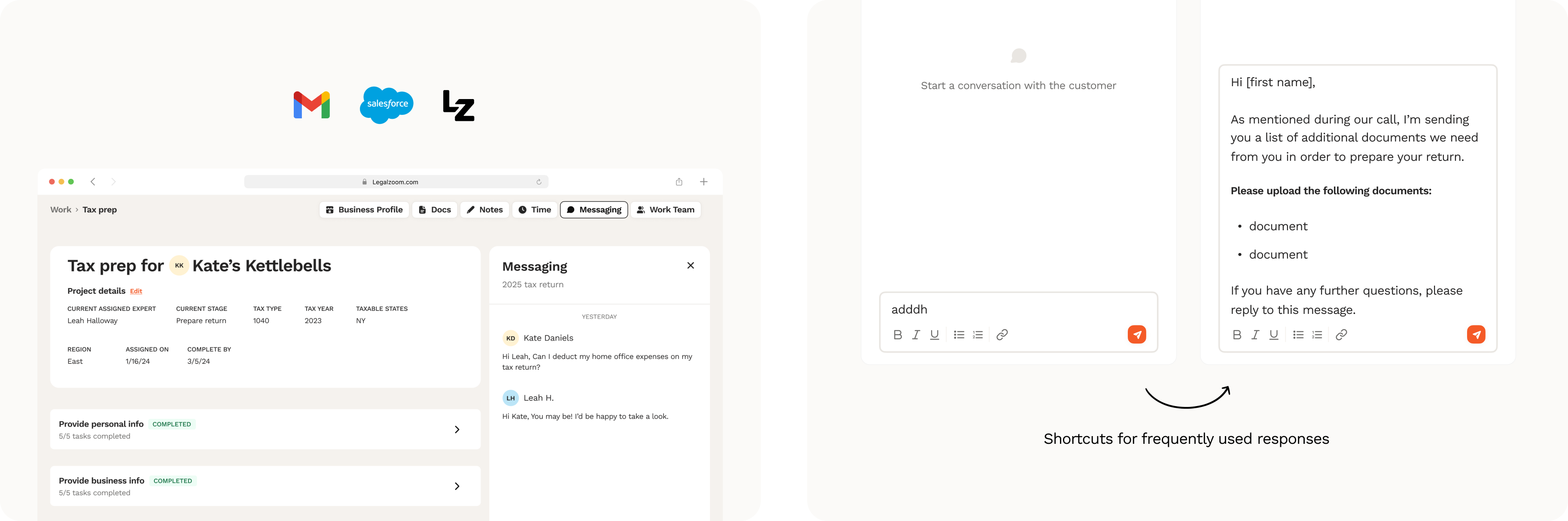 Expert workspace with conversation in context