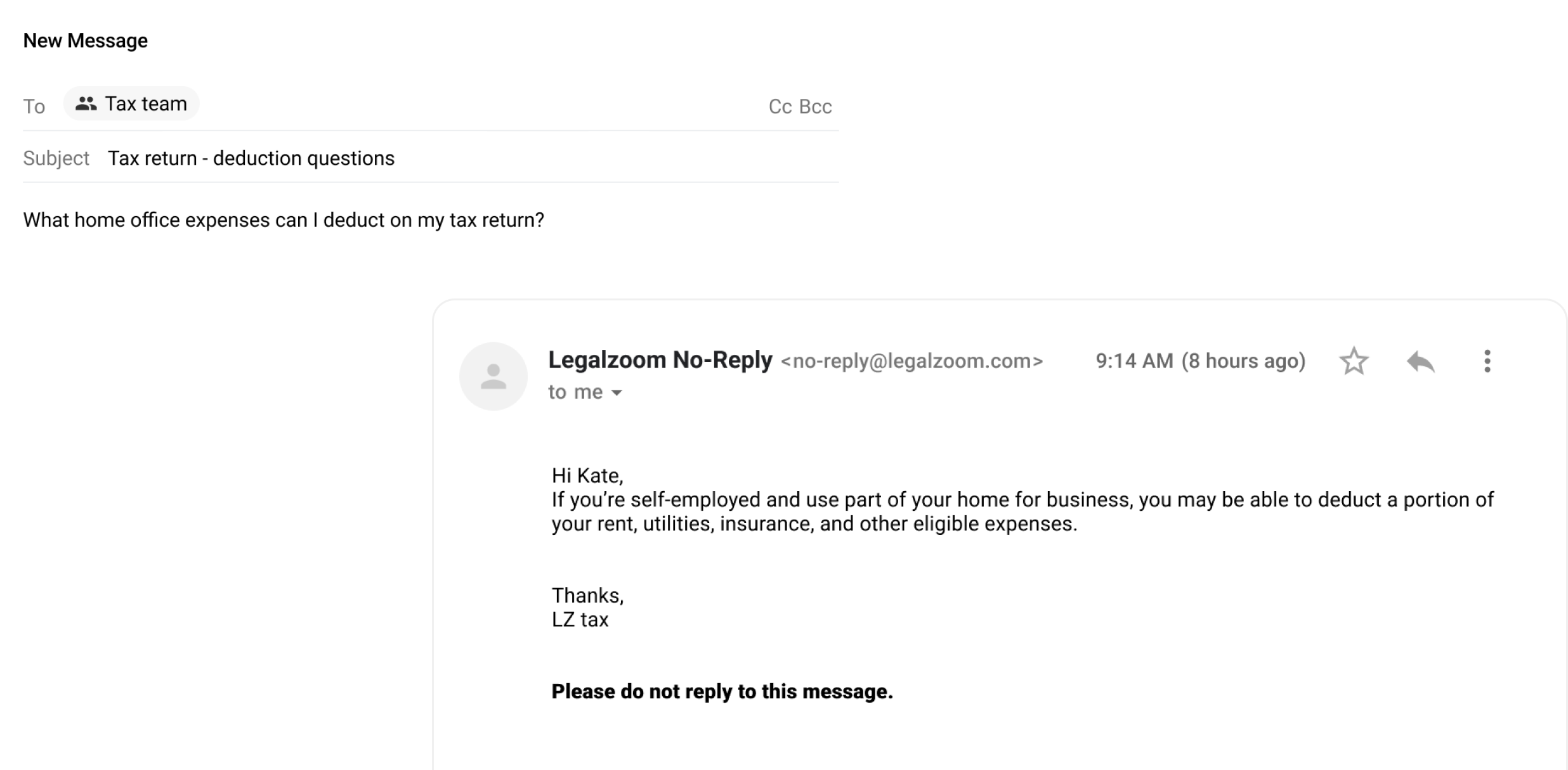 Customers and tax experts communicating over email