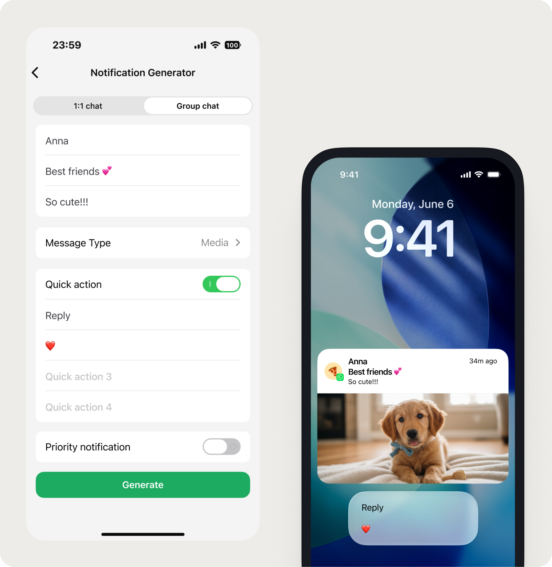 Notification generator